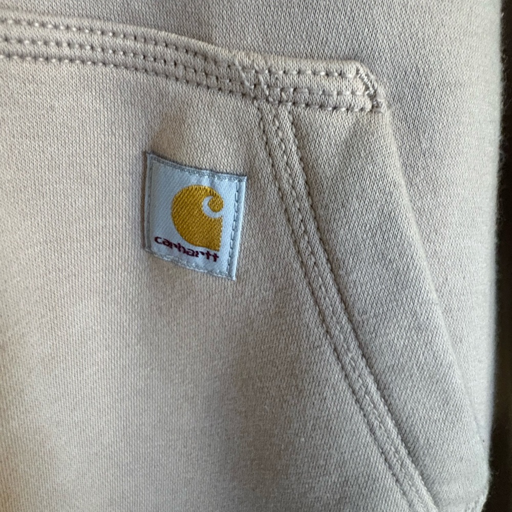 Carhartt Relaxed Fit Hoodie XL Beige Tan Graphic Back Worn Once - Picture 2 of 4